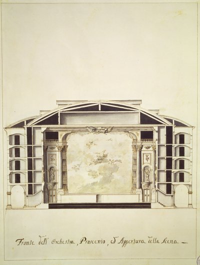 Cross Section View of a Theatre on the Grand Canal Showing the Stage and Orchestra, 1787 by Pietro Bianchi